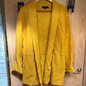 Tahari Mustard Open Cardigan